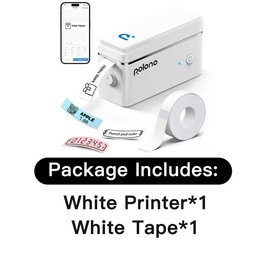 Portable Mini Sticker Printer, Polono P31S Wireless Mini Sticker Printer with Tape, for Study Notes, Barcode,Memos, Fillers, Mother‘s Day Gift:_White Printer+ 3 Roll