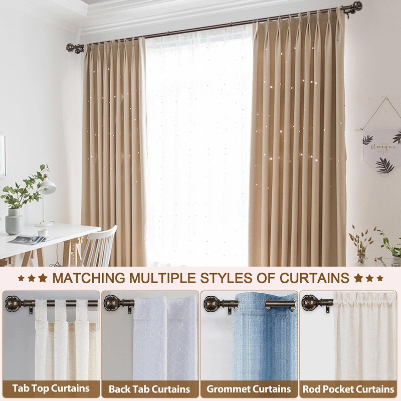 KAMANINA 1 Inch Double Curtain Rods 72 to 144 Inches