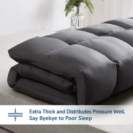 ELEMUSE King Grey Mattress Topper for Back Pain, Extra Thick Mattress Pad Cover, Plush Soft Pillowtop with Elastic Deep Pocket, Overfilled Down Alternative Filling