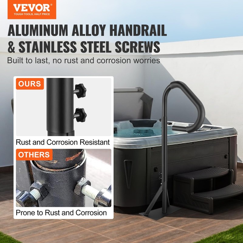 VEVOR Hot Tub Handrail, 360 Rotatable Spa Side Handrail with