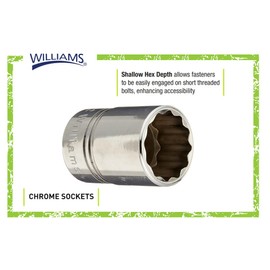 Williams H-1254 1-11/16-Inch Shallow 12 Point Socket