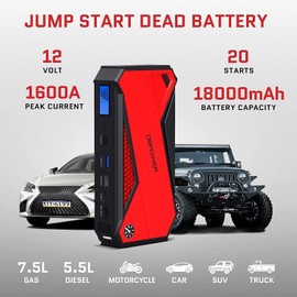 DBPOWER Peak 1600A 20000mAh Portable Car Jump Starter Battery Booster Jump Box DBPOWER