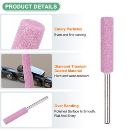 M METERXITY 8-Pack 7/32 Inch Titanium Plated Diamond Chainsaw Sharpener, High Hardness Grinding Stone Chainsaw Sharpening Kit for Electric Chainsaw Sharpener/Stone Carvings [3mm Pink]
