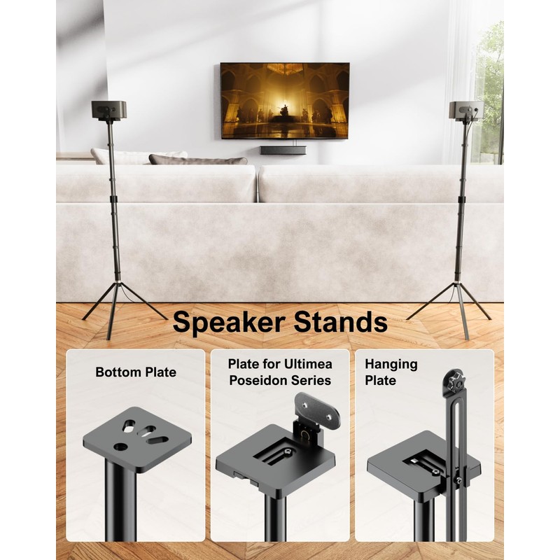 ULTIMEA Speaker Stands Pair, Height Adjustable Speaker Stand, Extends 24.4"