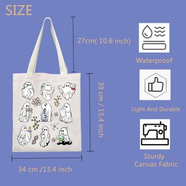 TIIMG Ghost Chemistry CA Canvas Tote Bag (Ghost Chemistry CA) - Large (15.35" x 13.38") - Women's Adults Science Enthusiasts Spooky Theme Lovers - Water Resistant, Lightweight, Foldable, Portable