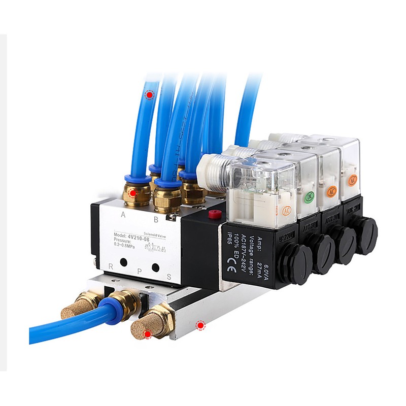 2 Position 5 Way Pneumatic Solenoid Valve Aluminium Alloy Wear