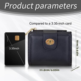 AdiStylinno Ladies Purse, PU Leather Wallet for Women with Zip Coin Pocket and Lock Buckle, Fashion Small Wallet Coin Purse with Multiple Card Slots and ID Window (Black)