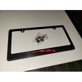 Unbranded Red Corvette C8 Stingray Black 100% Carbon Fiber License Plate Frame Tag Cover