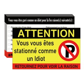 100 Pack French-Inspired 'Moron Parking' Prank Cards | 2x3.5 Funny Violation Notes with Hilarious Reasons Perfect for Office Pranks Bad Parking Revenge or Just Spreading Laughter