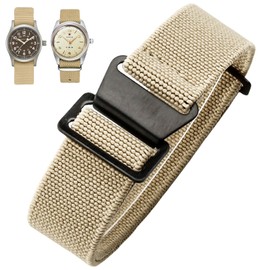 Nizonlaie Elastic Nylon Watch Band French Troops Paratrooper Military Parachute Style 18mm 20mm 22mm Hook-and-Loop Premium Striped Fabric Nylon Replacement Watch Strap for Men Women