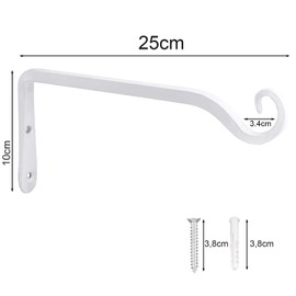 JunGG Plant Holder Hanging Basket Holder Iron Wall Hook Hanging Basket Wall Holder Hook 25 cm White (White, 25 cm)