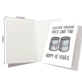 Nchigedy Tenth Anniversary Card for Him Her, Cute Tin Pun Anniversary Card, Funny Ten Years Card for Wife Husband