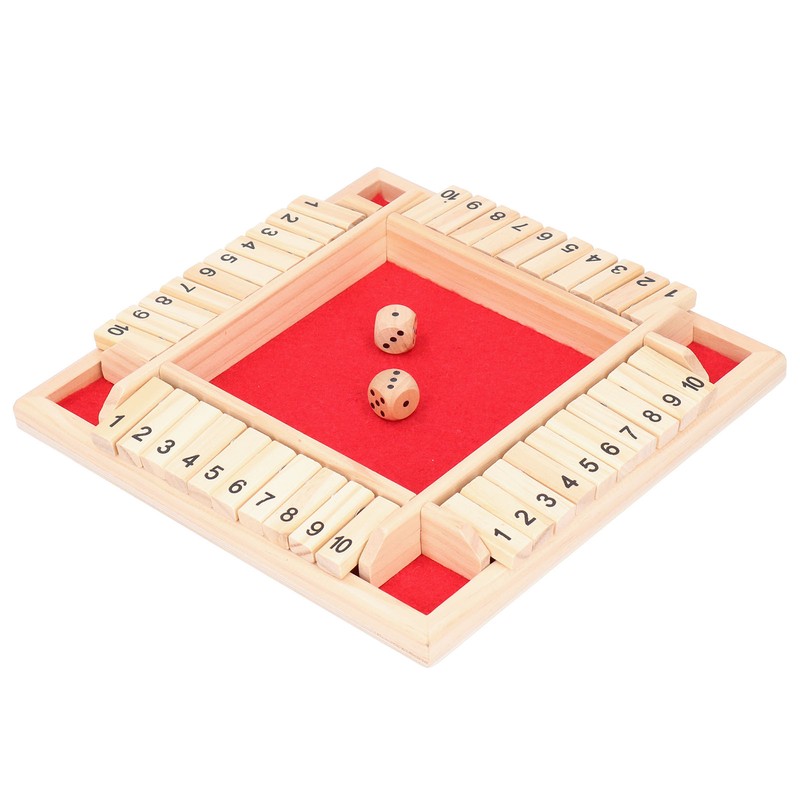 Wooden Number Board Dices Game Set Toy for 4 People
