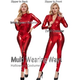 Kepblom Shiny Metallic Unitard Turtleneck Long Sleeve Footless Zentai Suit Catsuit Dancewear