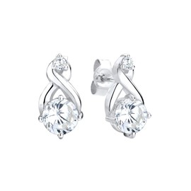 Elli Women's Infinity Earrings with Zirconia Crystals Glamour Elegant in 925 Sterling Silver, Sterling Silver Cubic Zirconia, Cubic Zirconia