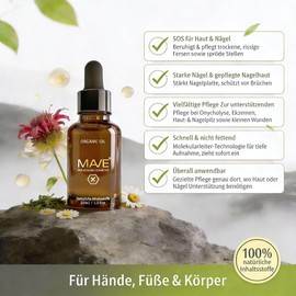 MAVE Organic Oil - SOS Oil for Skin & Nails | Natural Care Oil for Pimples, Cracked Skin, Irritated Scalp & More | Regenerating & Versatile | 30 ml