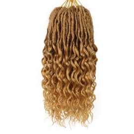 Deep Faux Locs Crochet Hair 14 Inch 8 Packs Goddess Locs Crochet Hair Blonde Soft Loc Faux Loc Crochet Braids with Curly Ends Prelooped Deep Wave Croceht Braids for Black Women(Blonde)