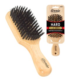 Annie Annie | Club Brush | Boar & Nylon Hard Bristle Brush | Polished Wood Handle | Works Best on Thick Hair | 7 Inch