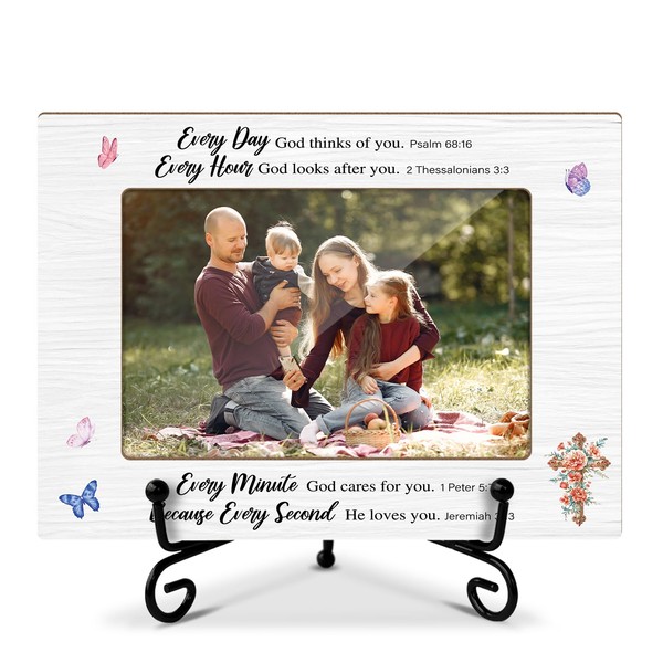 Christian Picture Frame, Inspirational Scripture Picture Frame, Wooden Photo Frame