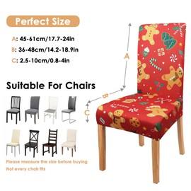 Red Christmas Chair Covers Set of 4,Winter Gingerbread Christmas Tree Snowflake Chair Protectors,Elastic Removable Washable Dining Chair Covers for Winter Christmas Kitchen Dining Room Holiday Decor