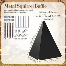 Otoolling 2 Pack Metal Squirrel Baffle for Bird Feeder Pole Upgraded Outside Keep Squirrel Off Feeder Proof for Outdoor Raccoon Stopper, 10 Inch Diameter, Black