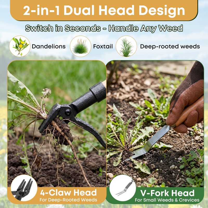 Donepart Stand Up Weed Puller Tool, Long Handle Weeder &
