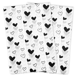 MR FIVE 30 Sheets 20" x 28" White with Black Heart Tissue Paper Bulk,Hearts Tissue Paper for Gift Bags,Birthday,Valentine's,Mother's Day,Weddings (White with Black)