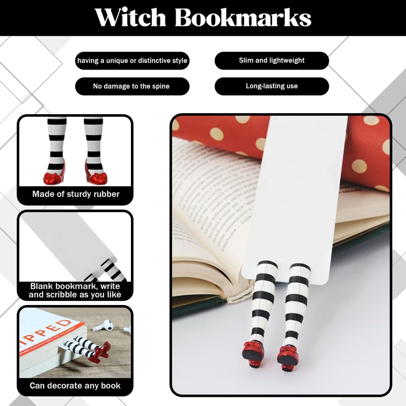 Wicked Witch Bookmark, Wicked Witch Legs with Ruby Slippers Book