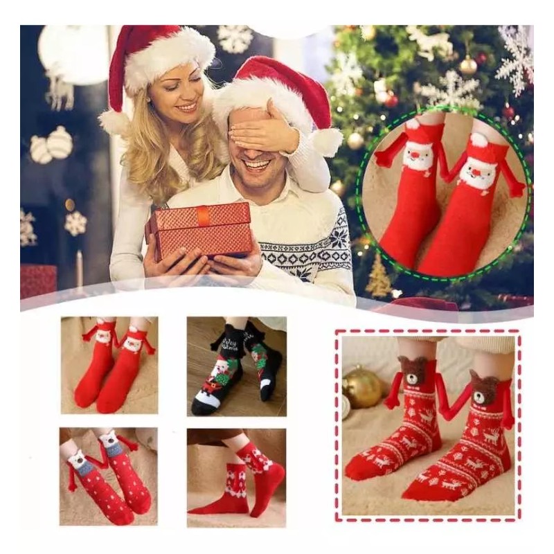 PMX Calcetines Navidad Con Imán Para Manitas, Calcetas Reno Imán