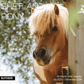 2026 Wall Calendar,Calendar 2025-2026,Shetland Pony Cattle Monthly Wall Calendar, 12" x 24" Open,Family Planner Calendar, Home & Office Organizer,Hangable