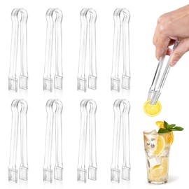 Ninsula 8 PCS Plastic Serving Tongs, 6.3 Inches Disposable Clear Tongs, Kitchen Small Serving Utensil Tongs for Party Catering Buffet Bakery Salad Cookies Ice