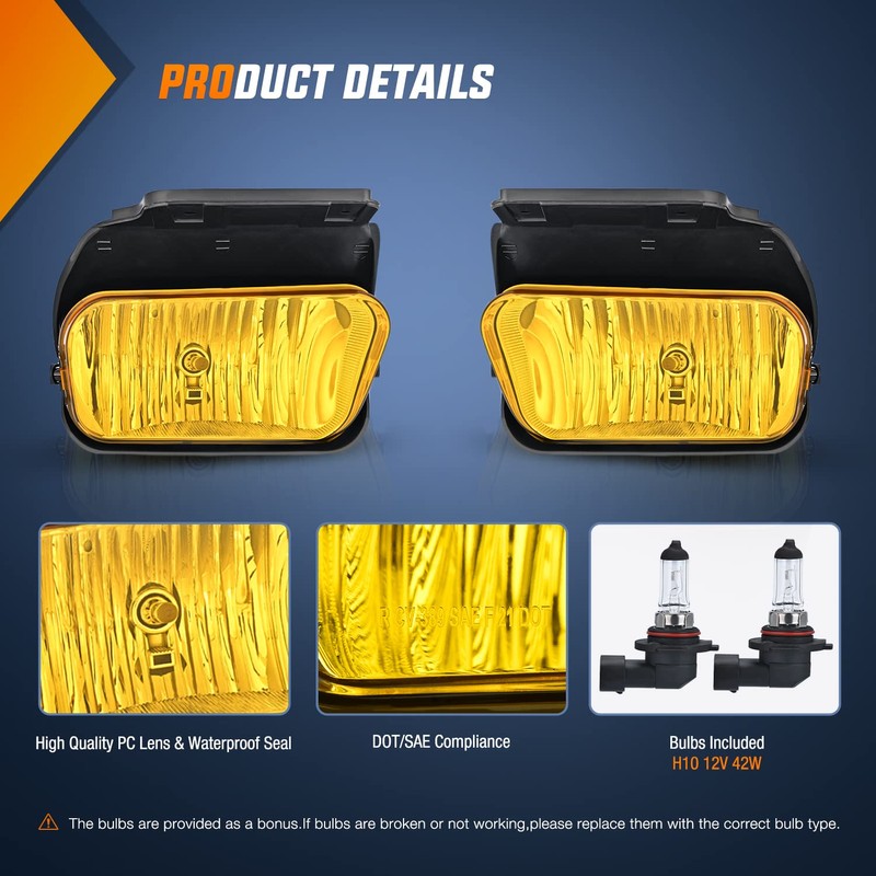Nilight Fog Light Assembly Compatible with 2002 2003 2004 2005