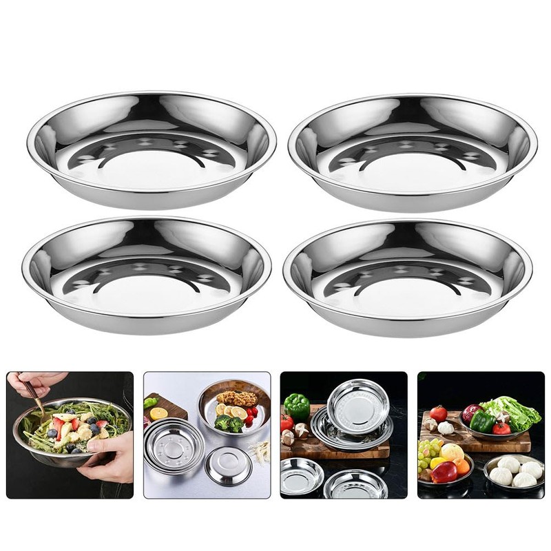 UPKOCH 6 x Round Stainless Steel Serving Plates (7 Inches),