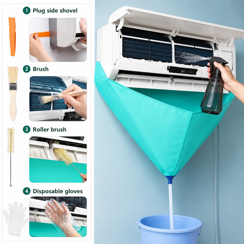 Air Conditioner Cleaning Cover Kit for Wall-Mounted AC – Waterproof