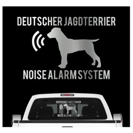 siviwonder German Hunting Terrier Noise Alarm System Car Sticker Dog Foil DJT German Colour Metallic Silver Size 10 cm