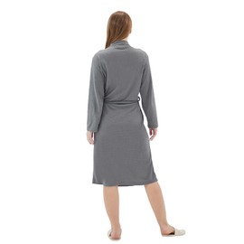 Skilydia women's robes lightweight summer cottom spa longrobes housecoats thin Hotel robes knee length bathrobe for women (Large, Grey)