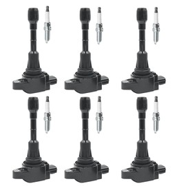 UF550 Ignition Coil Packs and Iridium Spark Plugs Fits Nissan Murano Maxima Altima Pathfinder Quest, for Infiniti Q50 Q70 QX60 EX35 FX35 G25 G35 M35 M35h Coil Pack, C1670 22448-JA10C, Set of 6