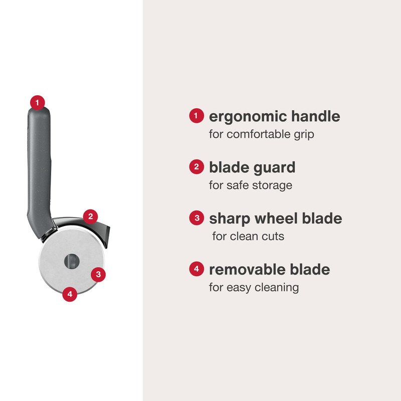 Zyliss Pizza and Pastry Cutter, Stainless Stell Pizza Wheel, Crust
