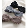 Vingtaine H7403-GY Ruffled Ribbon Barrette, Cute, Adult, Cute, Hair Clip,