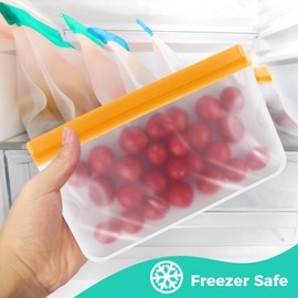 RASSE Reusable Storage Bags 12 Pack - Food Storage Bags(Ziplock Lunch Bags + Reusable Snack Bags）BPA Free Freezer Ziplock Lunch Bags Leakproof Reusable Sandwich Bags