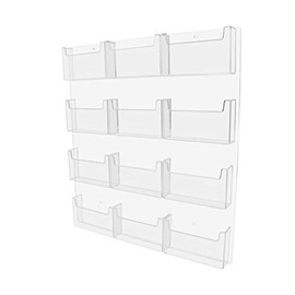 Marketing Holders 12 Pocket Post Card Display Rack Display Space Saver System Wall Mount Clear Acrylic Multi Slot Organizer