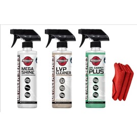 Interior Revival Kit by Renegade – Clean, Shine & Restore Leather, Vinyl & Carpet – 3 Detailing Sprays + 3 Microfiber Towels - Interior Cleaning Kit