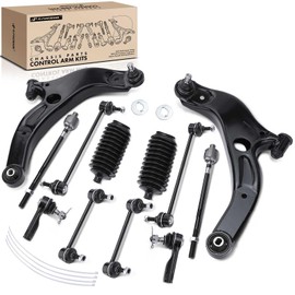 A-Premium Set of 12, Front Lower Control Arm, Inner Outer Tie Rod End, Front & Rear Sway Bar Link, Compatible with Mazda Protege 2001-2003, Protege5 2002-2003