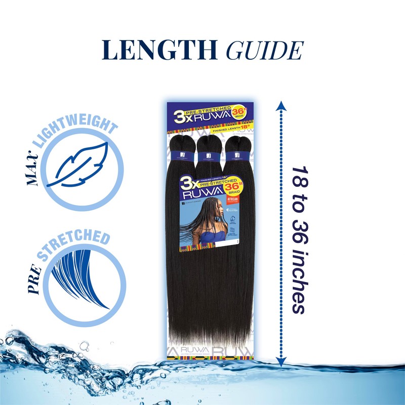 Sensationnel Ruwa prestretched braiding hair - 3x 36 inch water