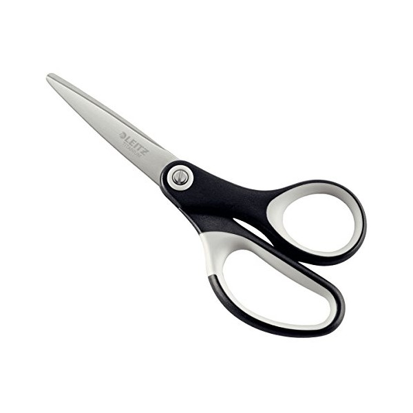 Leitz Titanium Scissors, Right or Left Handed (Ambidextrous), 150 mm, Office Stationary, Ergonomic Handle, Black