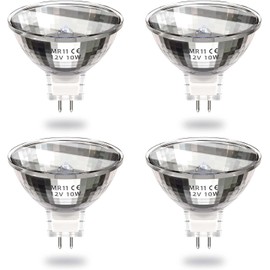 Bonlux Halogen 12 V 10 W Bulb, MR11 GU4 Halogen Bulb, Dimmable G4 Halogen Bulbs, 10 W Halogen Pin Base Lamps, Mini Spotlight Halogen Bulb, 35 mm Diameter, Warm White 2800 K, Pack of 4