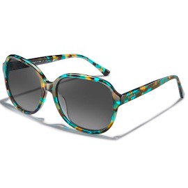 Carfia Large Curved Acetate Polarized Sunglasses for Women UV Protection, Retro Turquoise Ladies Shade Driving Safety Eyewear