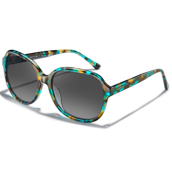 Carfia Large Curved Acetate Polarized Sunglasses for Women UV Protection,