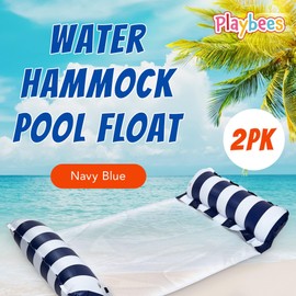 Hammock Pool Float Blue Multi-Purpose Inflatable Water Pool Floats Fun Pool Float Lounger for Adults and Kids, Saddle Lounge Chair Hammock Drifter Summer Events Pool Parties (2 PK)