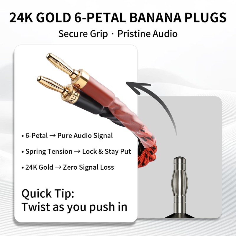 YYTCG 9 AWG 2-Pack Speaker Cable with 2 Banana Plugs
